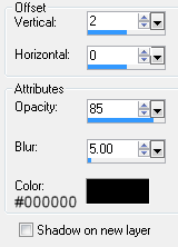 drop shadow setting