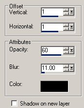 Drop shadow settings
